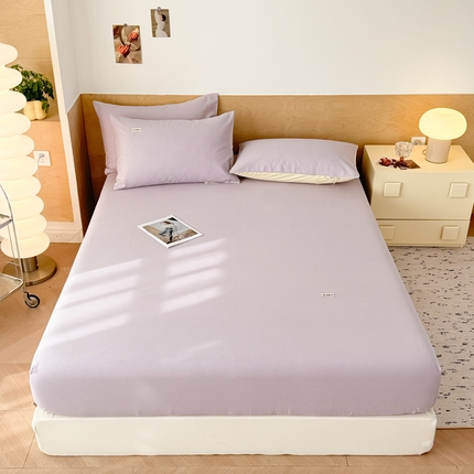 眠博士2025新款全棉老粗布床笠 老粗布床笠-月光紫