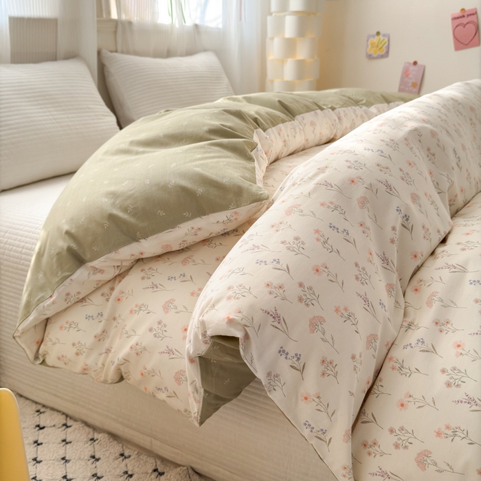 91家纺网 家纺一手货源 找家纺 清雅福 2025全棉13372小清新四件套和单被套早春系列第二批--单被套 梦回浅溪