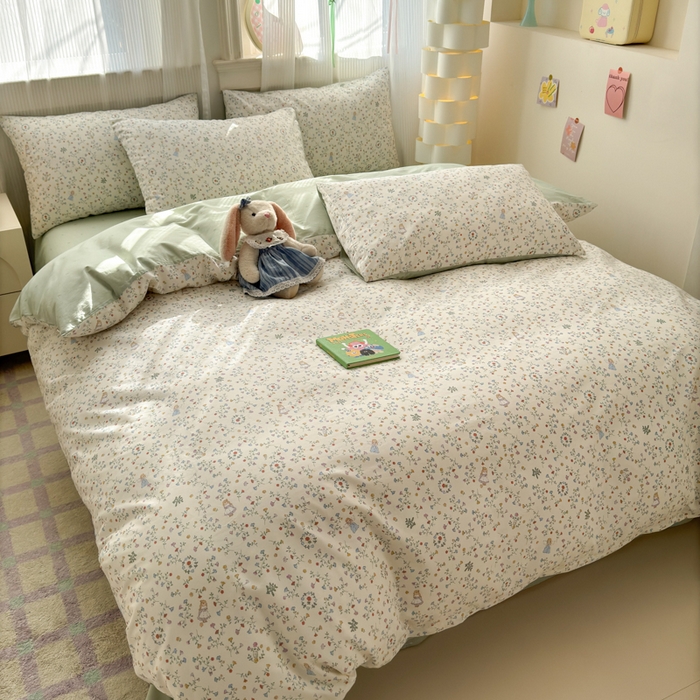 91家纺网 家纺一手货源 找家纺 清雅福 2025全棉13372小清新四件套和单被套早春系列第二批--单枕套 一枝如画