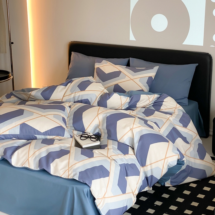 91家纺网 家纺一手货源 找家纺 帅露 2025开春新品全棉喷气13070小清新印花纯棉全棉四件套 克洛伊