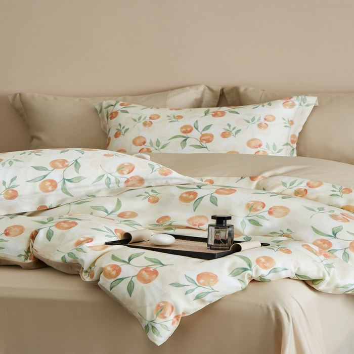 91家纺网 家纺一手货源 找家纺 顾家家居 2025新款莱塞尔数码印花四件套 茉妍