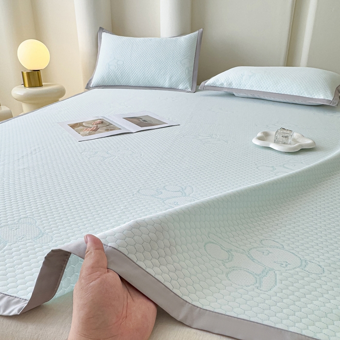 91家纺网 家纺一手货源 找家纺 小萌虎 2025新款冰豆豆凉席 凉席款 深蓝