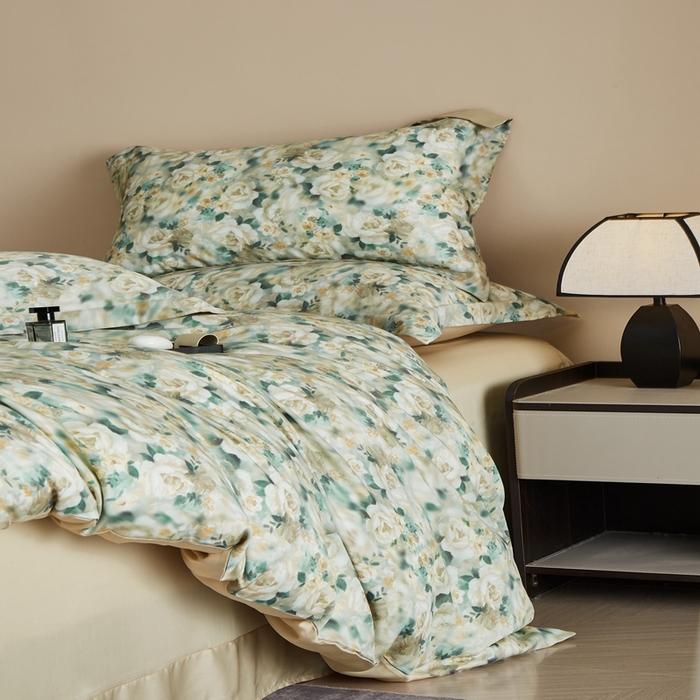 91家纺网 家纺一手货源 找家纺 顾家家居 2025新款莱塞尔数码印花四件套 青梧