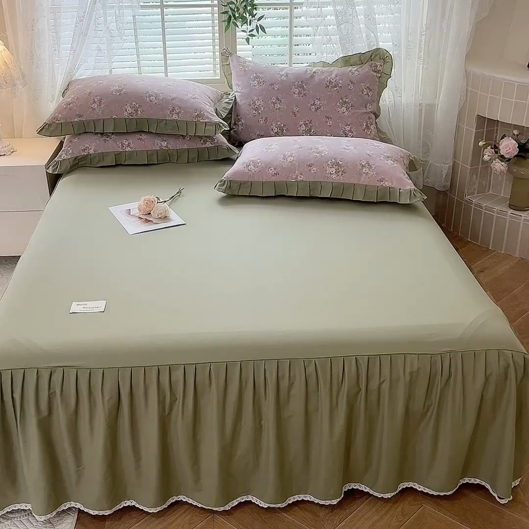 91家纺网 家纺一手货源 找家纺 （总）美达家纺 2025新款全棉纯色单床裙