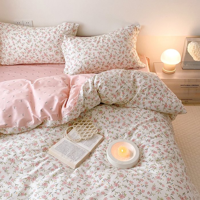 91家纺网 家纺一手货源 找家纺 帅露 2025开春新品全棉喷气13070小清新印花纯棉全棉四件套 点点