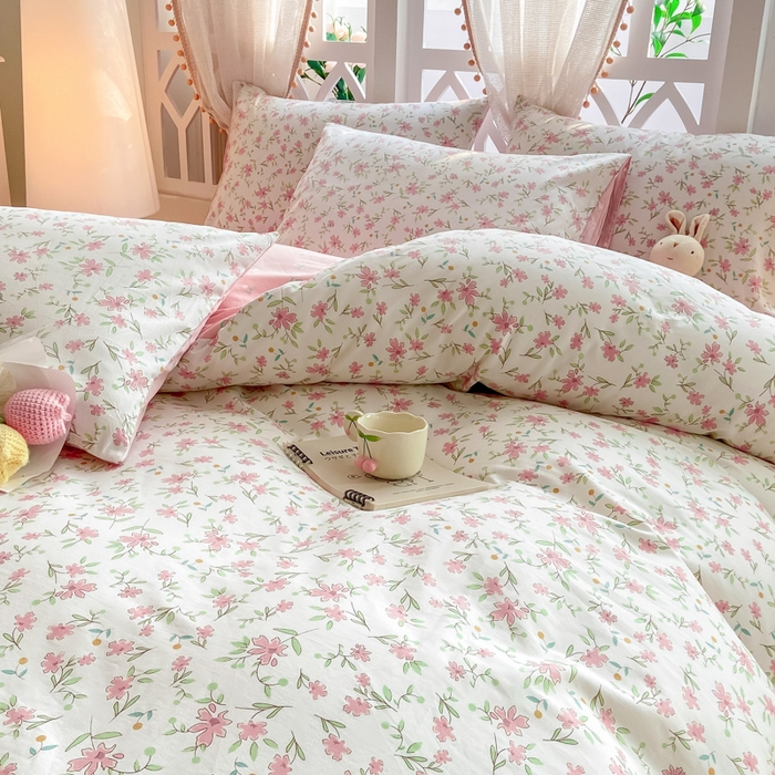 91家纺网 家纺一手货源 找家纺 帅露家纺 2025开春新品全棉喷气13070小清新印花纯棉全棉四件套 点点