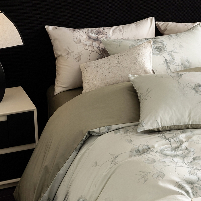 91家纺网 家纺一手货源 找家纺 立奥被业 2025新款60S数码印花四件套四件套 玫瑰绿