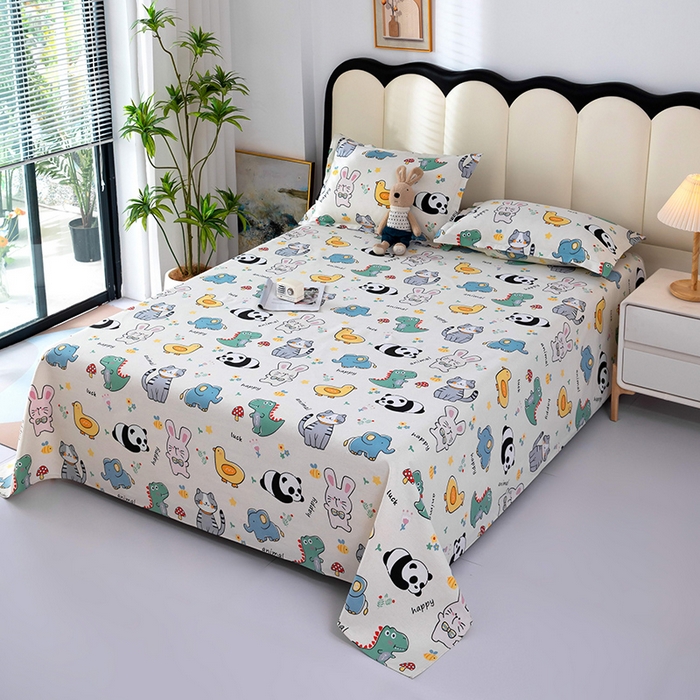 91家纺网 家纺一手货源 找家纺 帛洵2025新款原棉老粗布床单 聚会萌宠