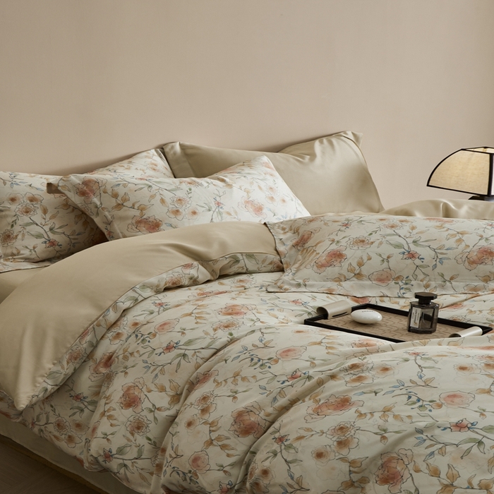 91家纺网 家纺一手货源 找家纺 顾家家居 2025新款莱塞尔数码印花四件套 米丽