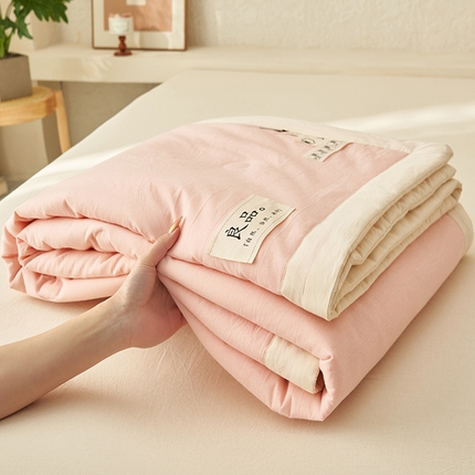 91家纺网 家纺一手货源 找家纺 （总）一加一家纺2025新款A类全棉色织水洗棉双拼蚕蛹蛋白夏被四件套