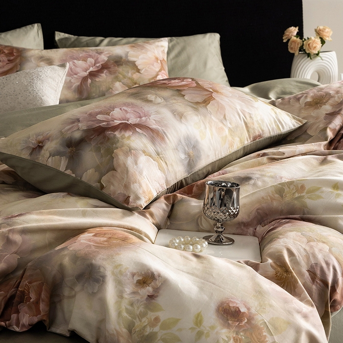 91家纺网 家纺一手货源 找家纺 立奥被业 2025新款60S数码印花四件套四件套 木兰绿