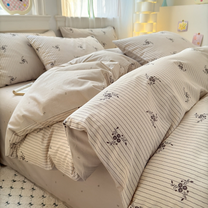 91家纺网 家纺一手货源 找家纺 清雅福 2025全棉13372小清新四件套和单被套早春系列第二批--单枕套 醉晚风