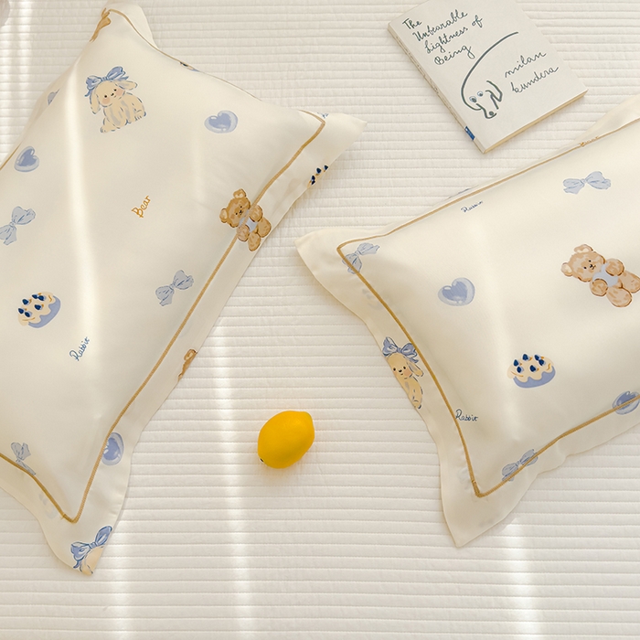 91家纺网 家纺一手货源 找家纺 良佐生活 2025新款50支天丝印花枕套 蝴蝶结小兔