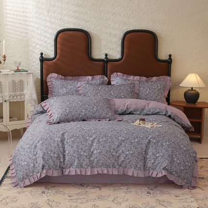 91家纺网 家纺一手货源 找家纺 （总）女子家纺 2025新款40支13070全棉荷叶双层花边款四件套