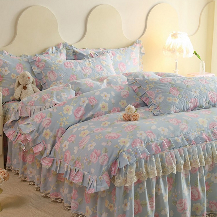 91家纺网 家纺一手货源 找家纺 （总）美达家纺 2025新款全棉印花半夹棉床裙四件套