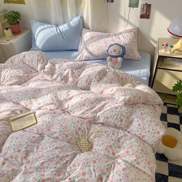 91家纺网 家纺一手货源 找家纺 仟人梦 2025新款水洗棉印花四件套 蔷薇岛屿