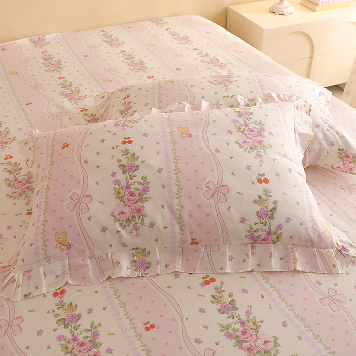 91家纺网 家纺一手货源 找家纺 美达家纺 2025新款全棉印花单床裙 少女心结