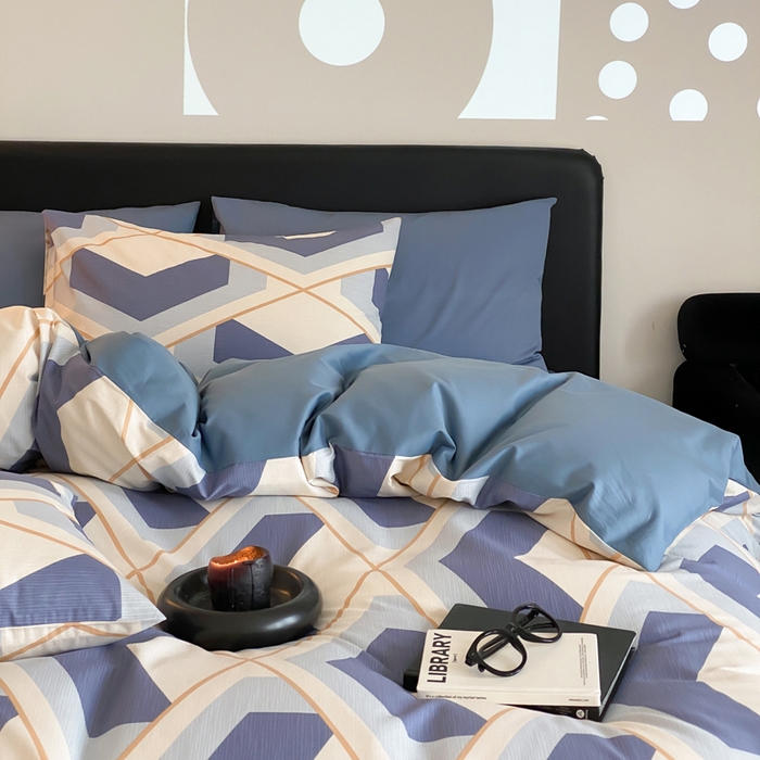 91家纺网 家纺一手货源 找家纺 帅露 2025开春新品全棉喷气13070小清新印花纯棉全棉四件套 克洛伊