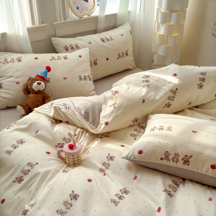 91家纺网 家纺一手货源 找家纺 清雅福 2025全棉13372小清新四件套和单被套早春系列第二批--四件套 小美满