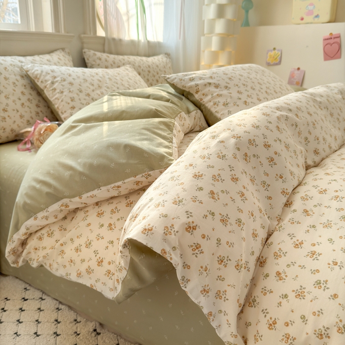 91家纺网 家纺一手货源 找家纺 清雅福 2025全棉13372小清新四件套和单被套早春系列第二批--单枕套 秋雨花恋