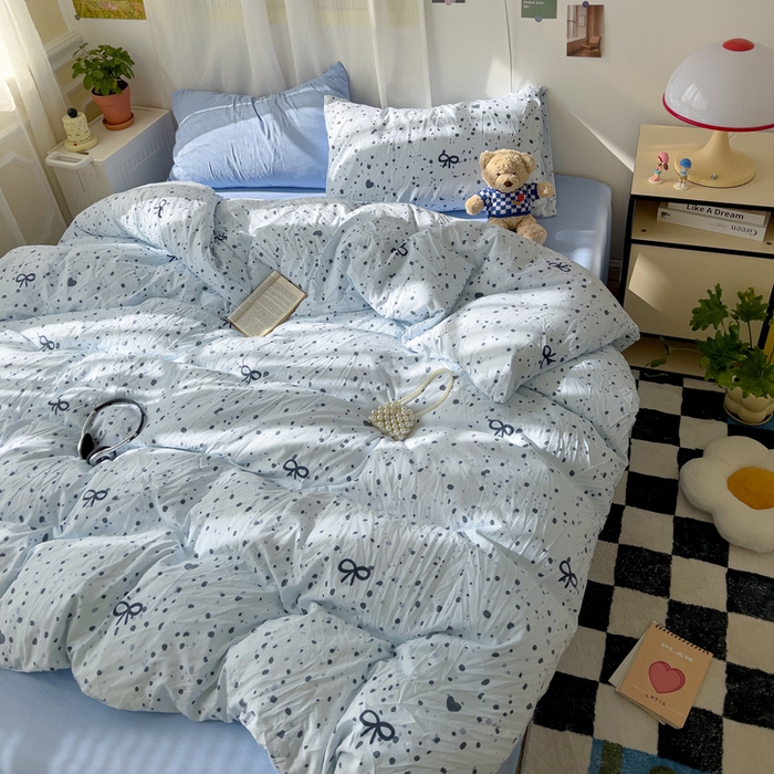 91家纺网 家纺一手货源 找家纺 仟人梦 2025新款水洗棉印花四件套 艺术之名-兰