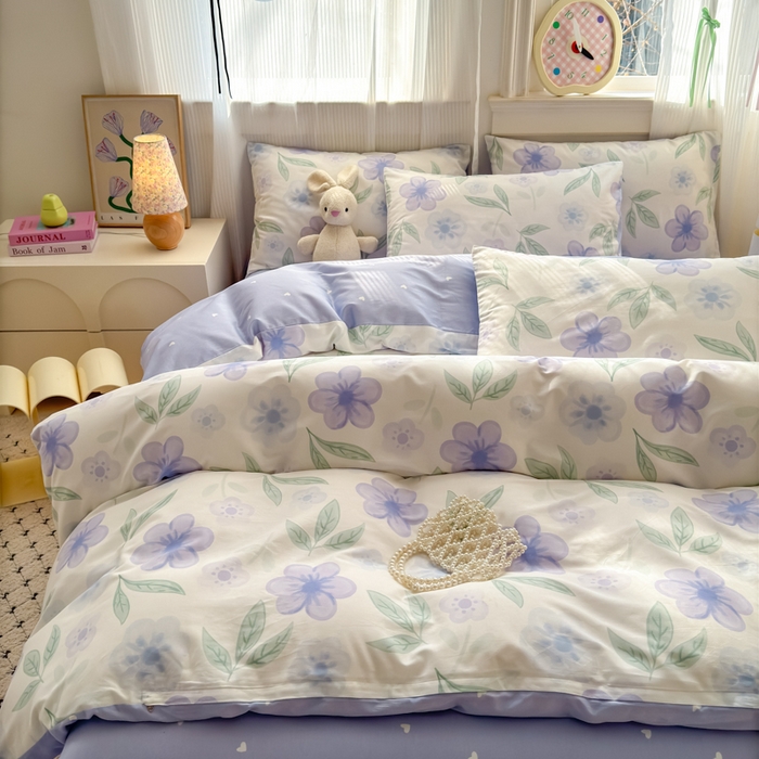 91家纺网 家纺一手货源 找家纺 清雅福 2025全棉13372小清新四件套和单被套早春系列第二批--四件套 玺园