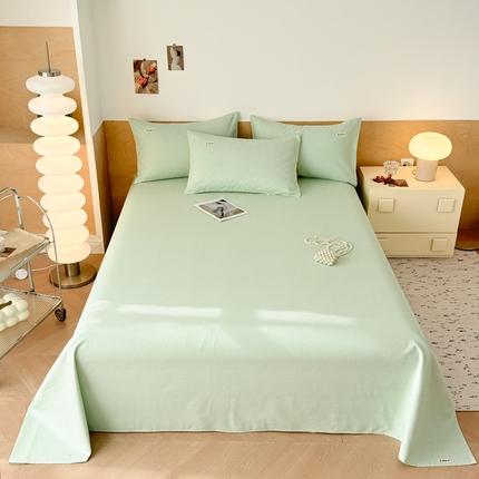 眠博士2025新款全棉老粗布床单 老粗布床单-月光绿