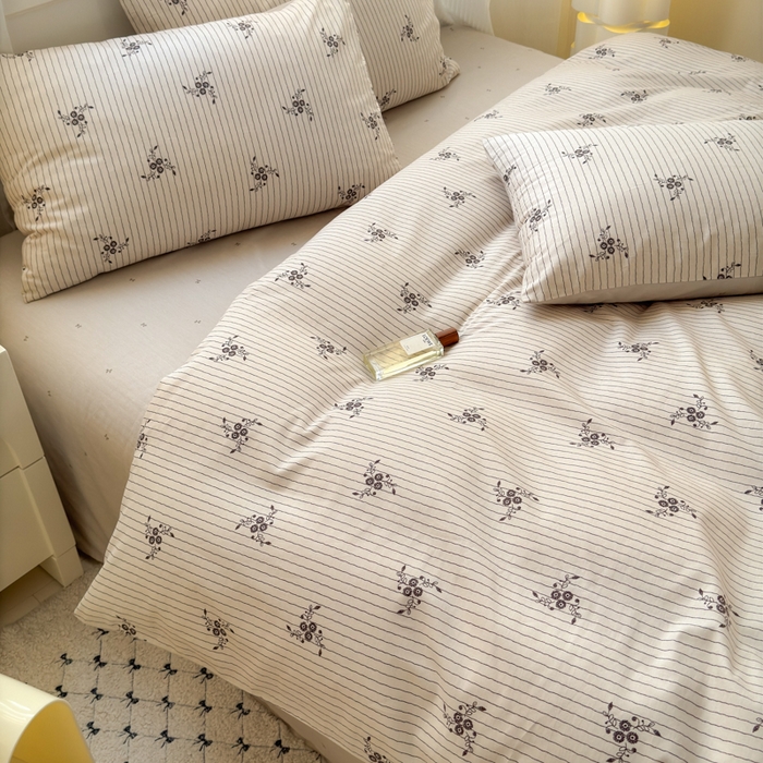 91家纺网 家纺一手货源 找家纺 清雅福 2025全棉13372小清新四件套和单被套早春系列第二批--四件套 醉晚风