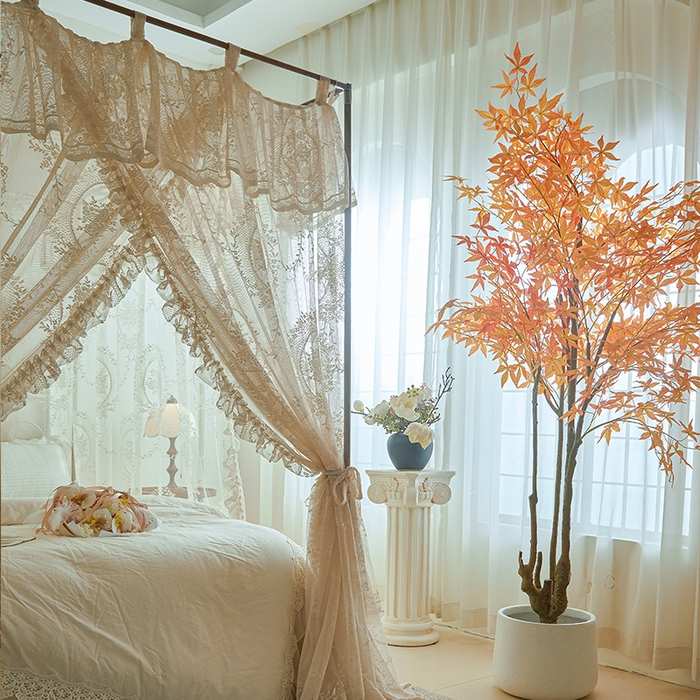 91家纺网 家纺一手货源 找家纺 都市缘蚊帐 2025新款A902穿杆落地宫廷蚊帐烤漆支架款 902薇尔庄园-奶油杏