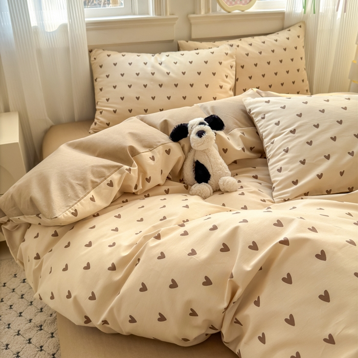 91家纺网 家纺一手货源 找家纺 清雅福 2025全棉13372小清新四件套和单被套早春系列第二批--四件套 心甜