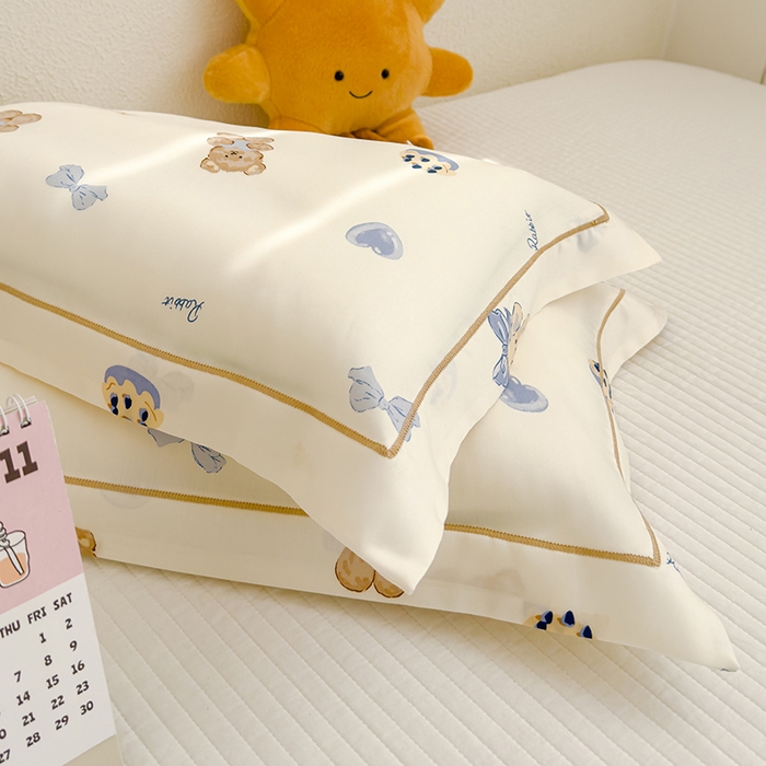 91家纺网 家纺一手货源 找家纺 良佐生活 2025新款50支天丝印花枕套 蝴蝶结小兔