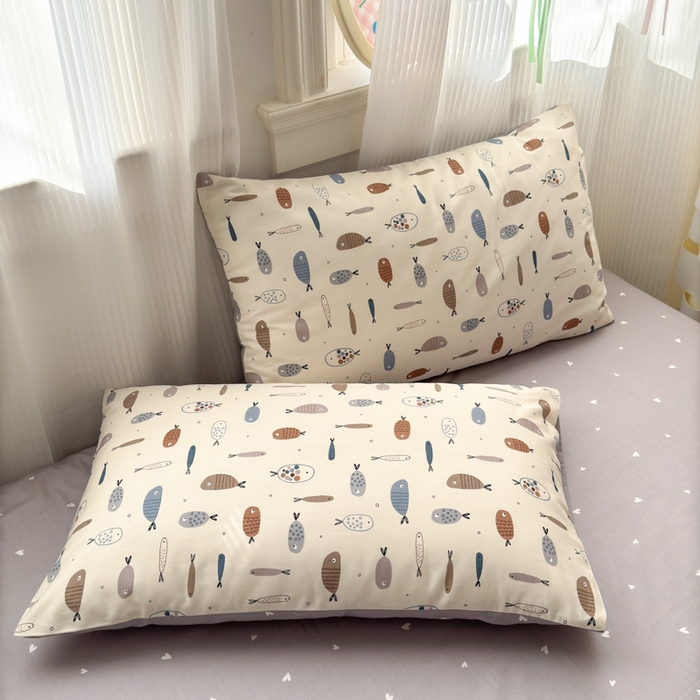 91家纺网 家纺一手货源 找家纺 清雅福 2025全棉13372小清新四件套和单被套早春系列第二批--单被套 鱼多多