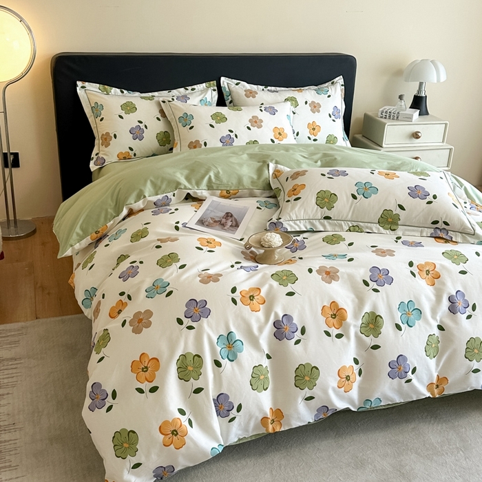 91家纺网 家纺一手货源 找家纺 格里芬家纺 2025新款全棉四件套13376纯棉印花四件套 心随花开