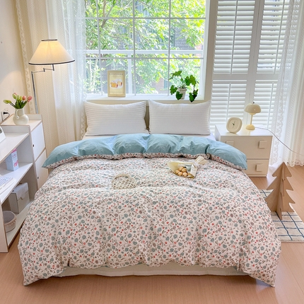 91家纺网 家纺一手货源 找家纺 （总）清雅福 2025全棉13372小清新四件套和单被套早春系列第二批--单被套