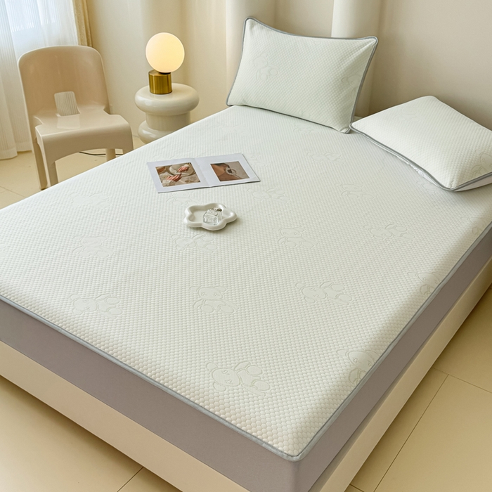 91家纺网 家纺一手货源 找家纺 小萌虎 2025新款冰豆豆凉席 床笠款 果绿