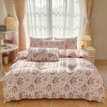 麦瑞家纺 2025新款针织棉双层纱 5白雾红尘