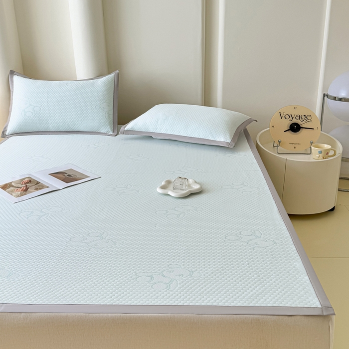 91家纺网 家纺一手货源 找家纺 小萌虎 2025新款冰豆豆凉席 凉席款 深蓝