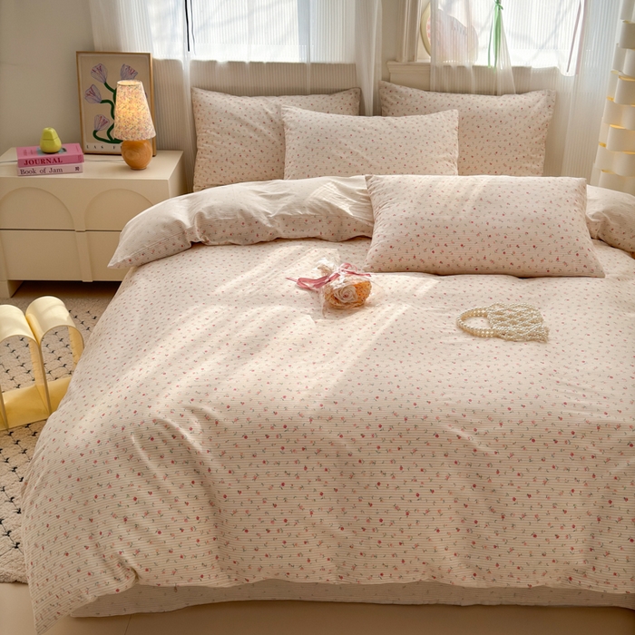 91家纺网 家纺一手货源 找家纺 清雅福 2025全棉13372小清新四件套和单被套早春系列第二批--单枕套 朴之风