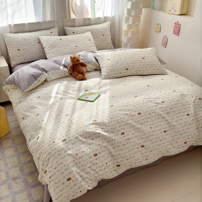 91家纺网 家纺一手货源 找家纺 清雅福 2025全棉13372小清新四件套和单被套早春系列第二批--单枕套 甜心奶泡