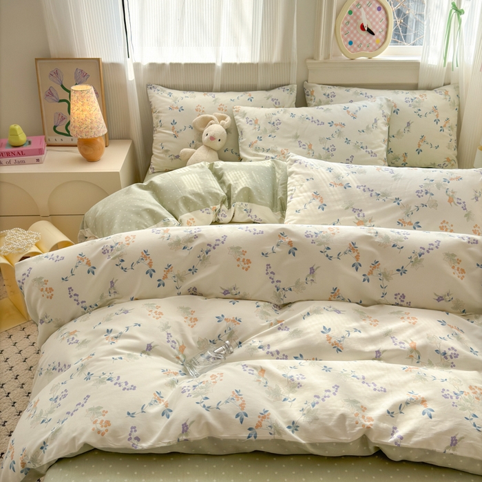 91家纺网 家纺一手货源 找家纺 清雅福 2025全棉13372小清新四件套和单被套早春系列第二批--四件套 硕果累累