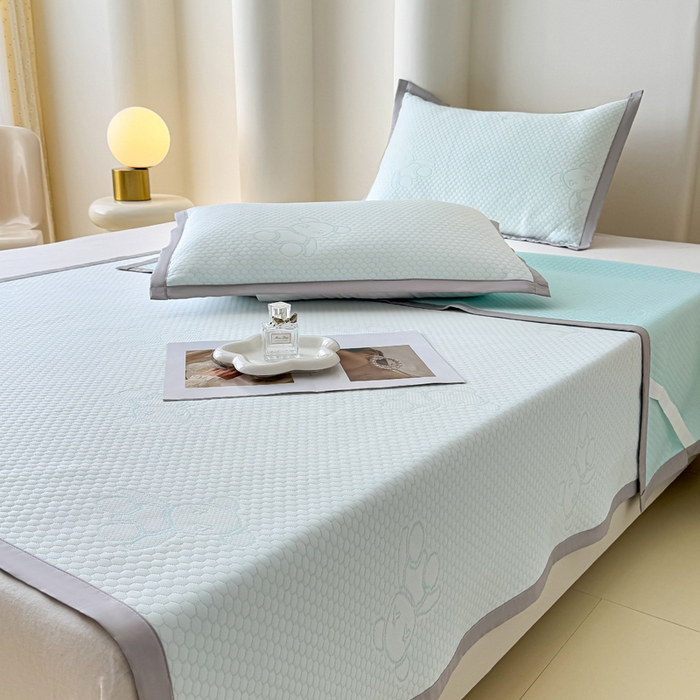 91家纺网 家纺一手货源 找家纺 小萌虎 2025新款冰豆豆凉席 凉席款 深蓝