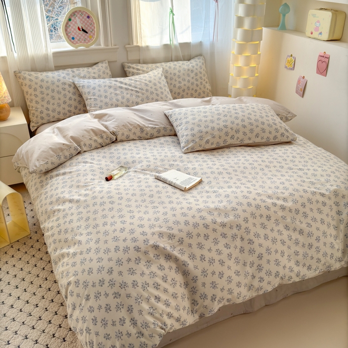 91家纺网 家纺一手货源 找家纺 （总）清雅福 2025全棉13372小清新四件套和单被套早春系列第二批--四件套