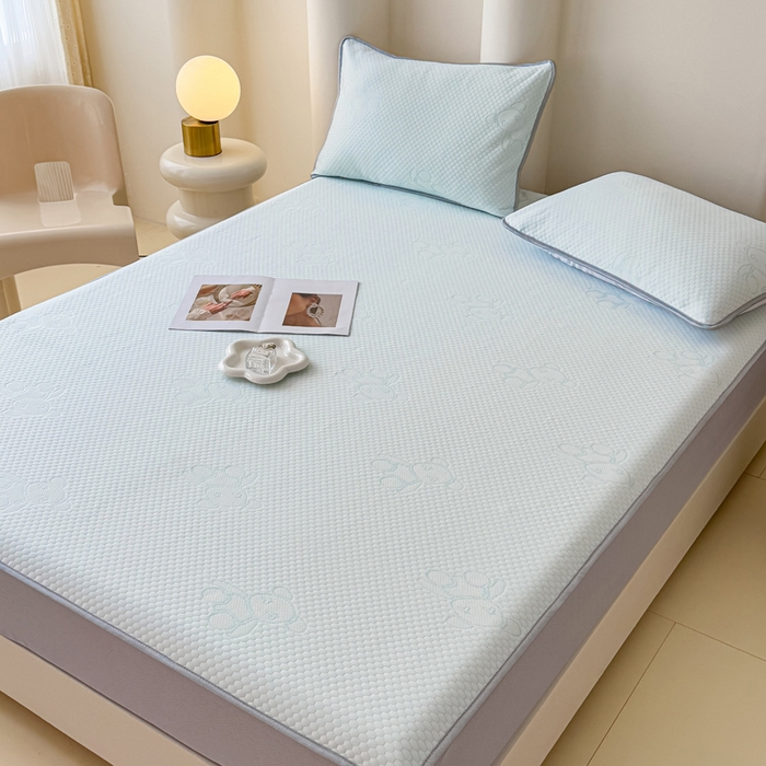 91家纺网 家纺一手货源 找家纺 小萌虎 2025新款冰豆豆凉席 床笠款 深蓝