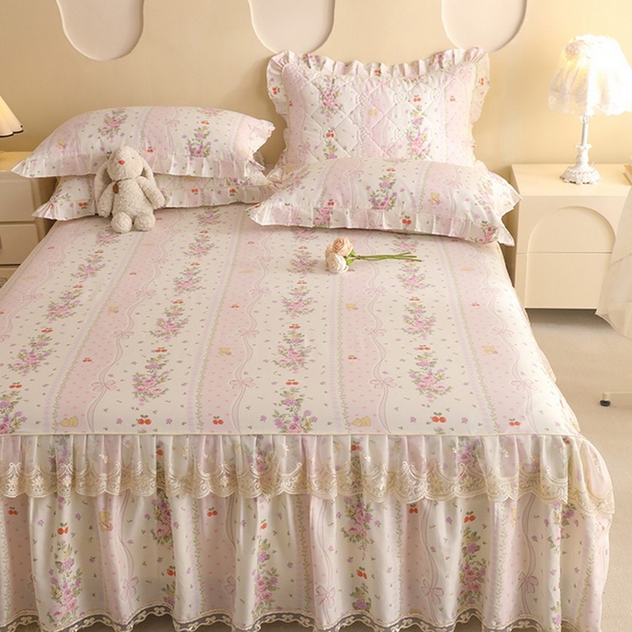 91家纺网 家纺一手货源 找家纺 美达家纺 2025新款全棉印花单床裙 少女心结