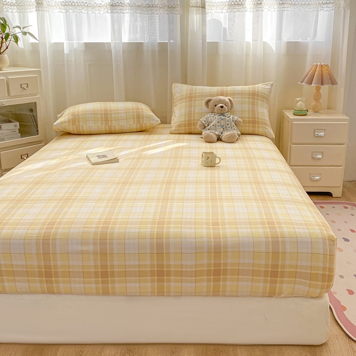 91家纺网 家纺一手货源 找家纺 芷凡家纺 2025新款水洗云朵棉印花床笠 希格文