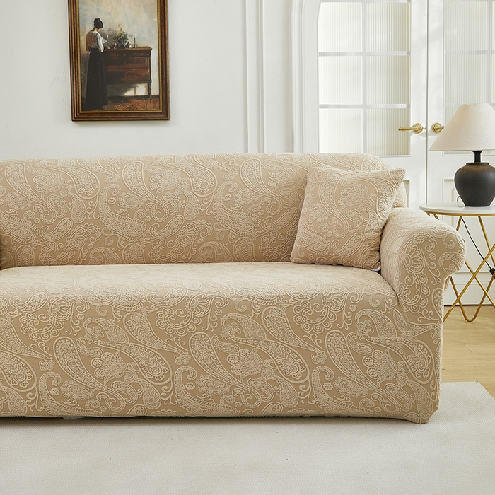 91家纺网 家纺一手货源 找家纺 逐日沙发套 2025新款提花绒沙发套-古罗 卡其