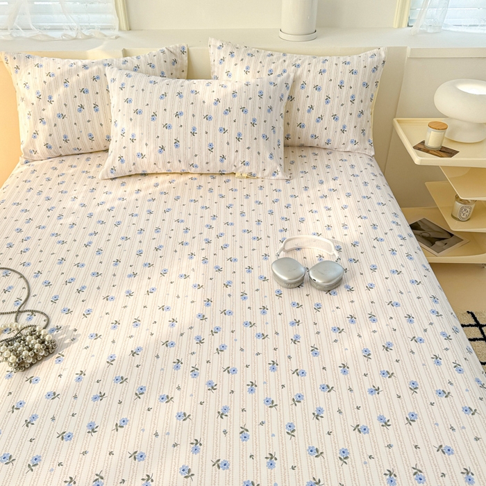 91家纺网 家纺一手货源 找家纺 眠博士2025新款全棉老粗布床单 老粗布床单-小兰花