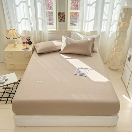 眠博士2025新款 全棉双层纱 单床笠 双层纱床笠-暮色咖