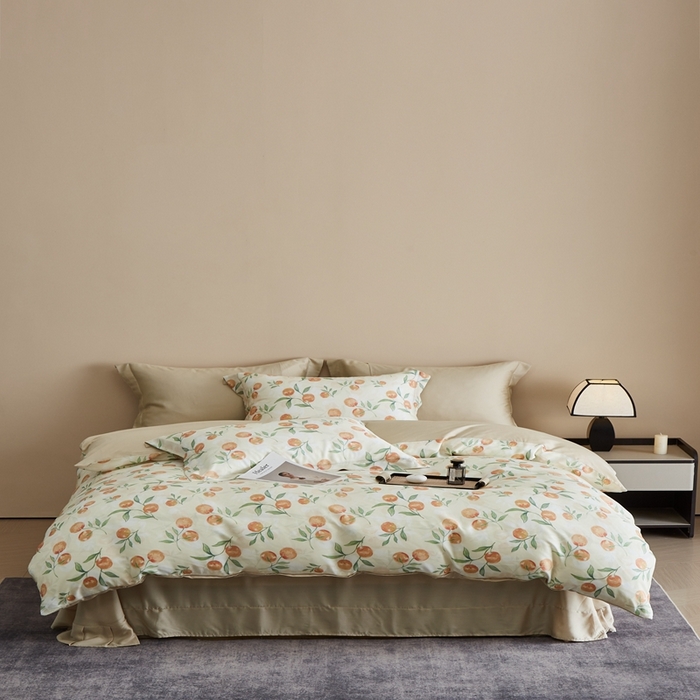 91家纺网 家纺一手货源 找家纺 顾家家居 2025新款莱塞尔数码印花四件套 茉妍