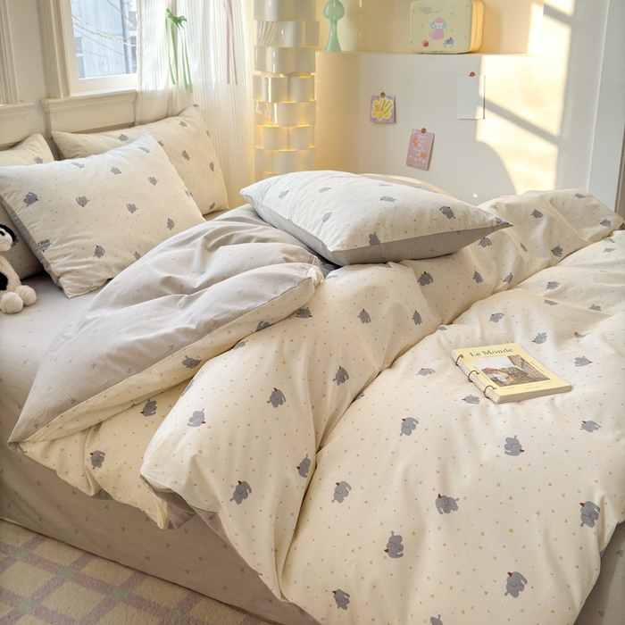 91家纺网 家纺一手货源 找家纺 清雅福 2025全棉13372小清新四件套和单被套早春系列第二批--单枕套 萌象派对